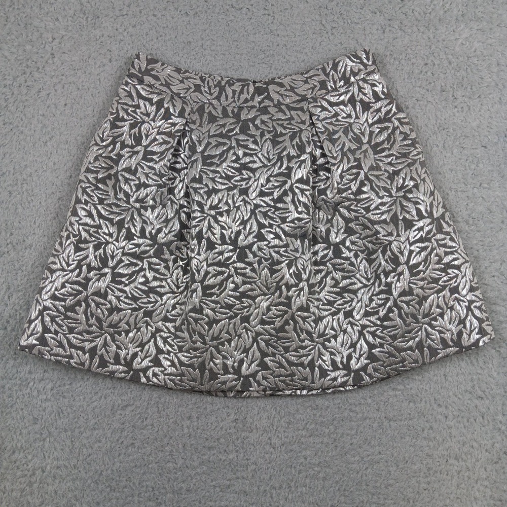 Behnaz Sarafpour Skirt Mini Women 1 Silver‎ Metallic Leaf Brocade Pleated